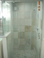 Frameless door, panel , return with clamps Frameless door, panel , return with clamps